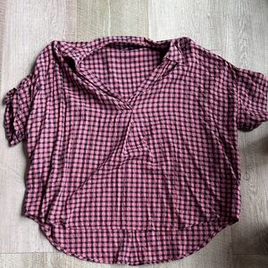 Madewell Plaid popover Shirt in Pink and Black